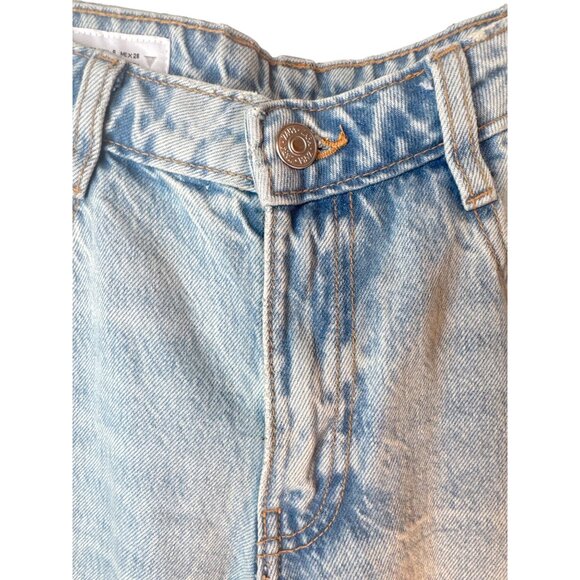ZARA Womens Size 6 Light Wash Wide Leg Jeans Distressed Hem Denim Casual - Picture 7 of 14